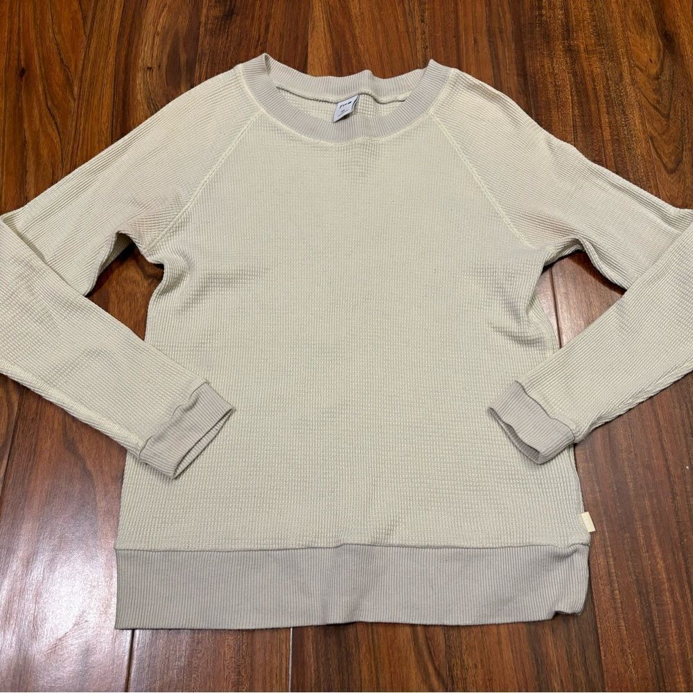 TNA Aritzia cream/tan waffle knit long sleeve top